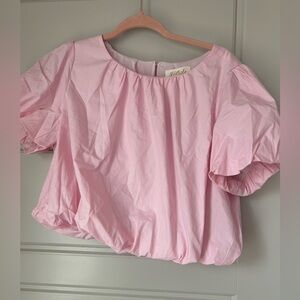 Pink boutique brand Barbie pink bubble crop top, size large NWT